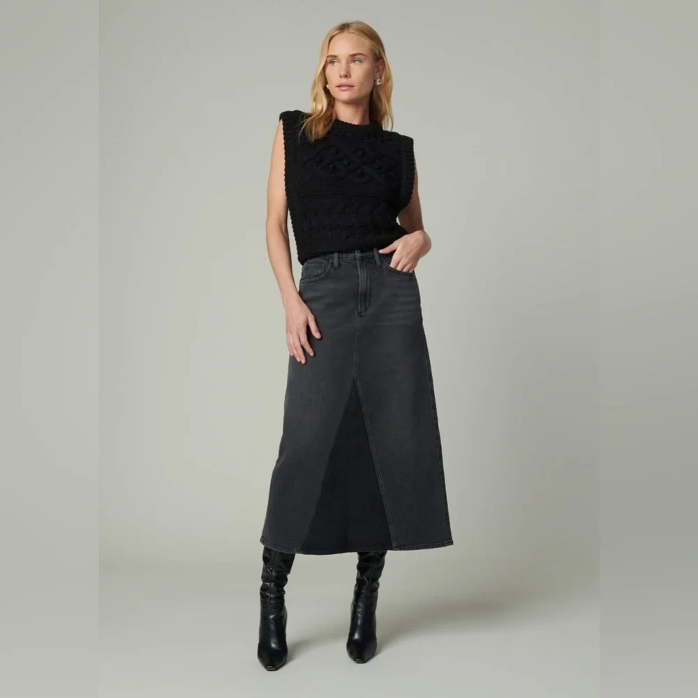 Joe’s Jeans The Tulie Skirt With Grace Denim Midi Vintage Stretch Size 28 NWT